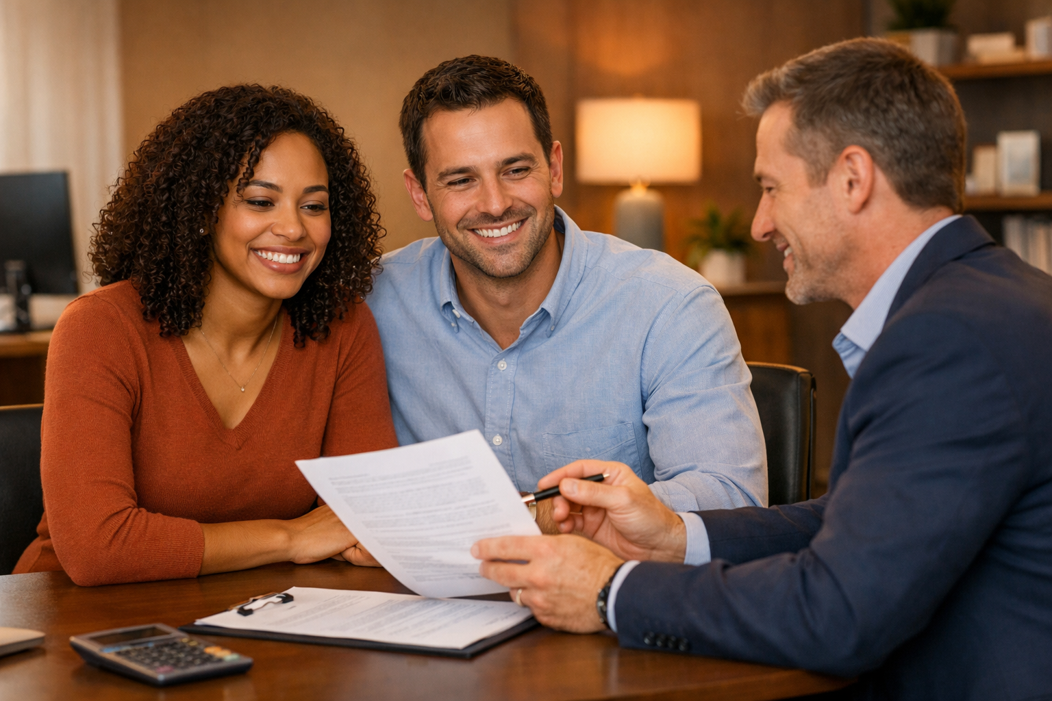 Couple meeting with a financial advisor to discuss their home loan options